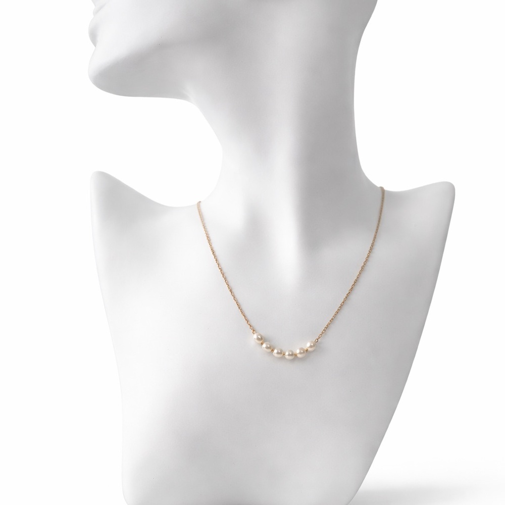 Gold Stainless Steel Adjustable Necklace with Pearl Detail | Minimalist